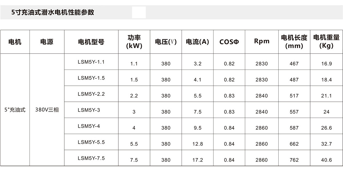 5寸充油式潜水电机(图2)